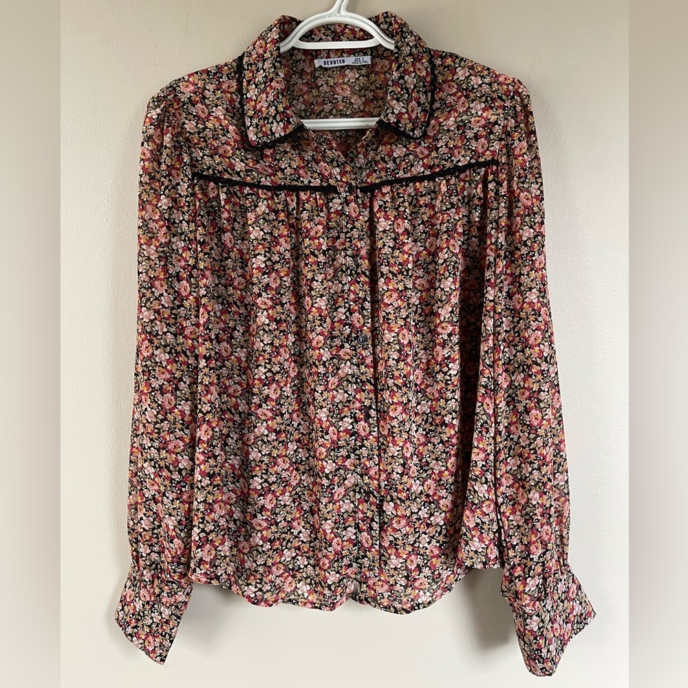 Devoted Floral Button Down Blouse
